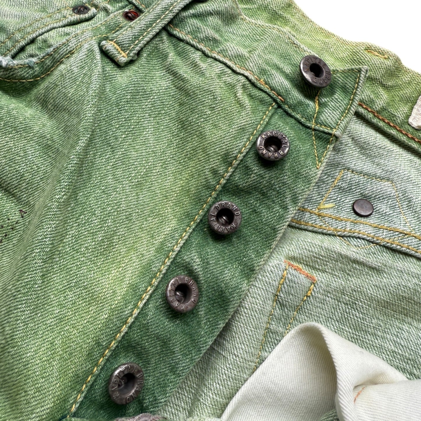 Kapital Washed Green Patchwork Denim