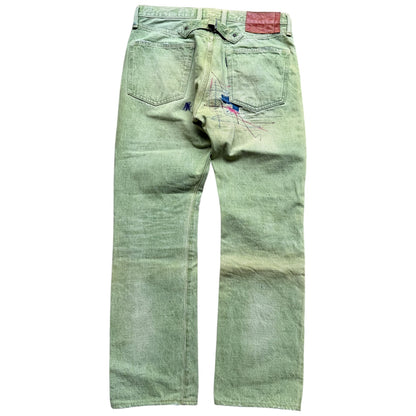 Kapital Washed Green Patchwork Denim