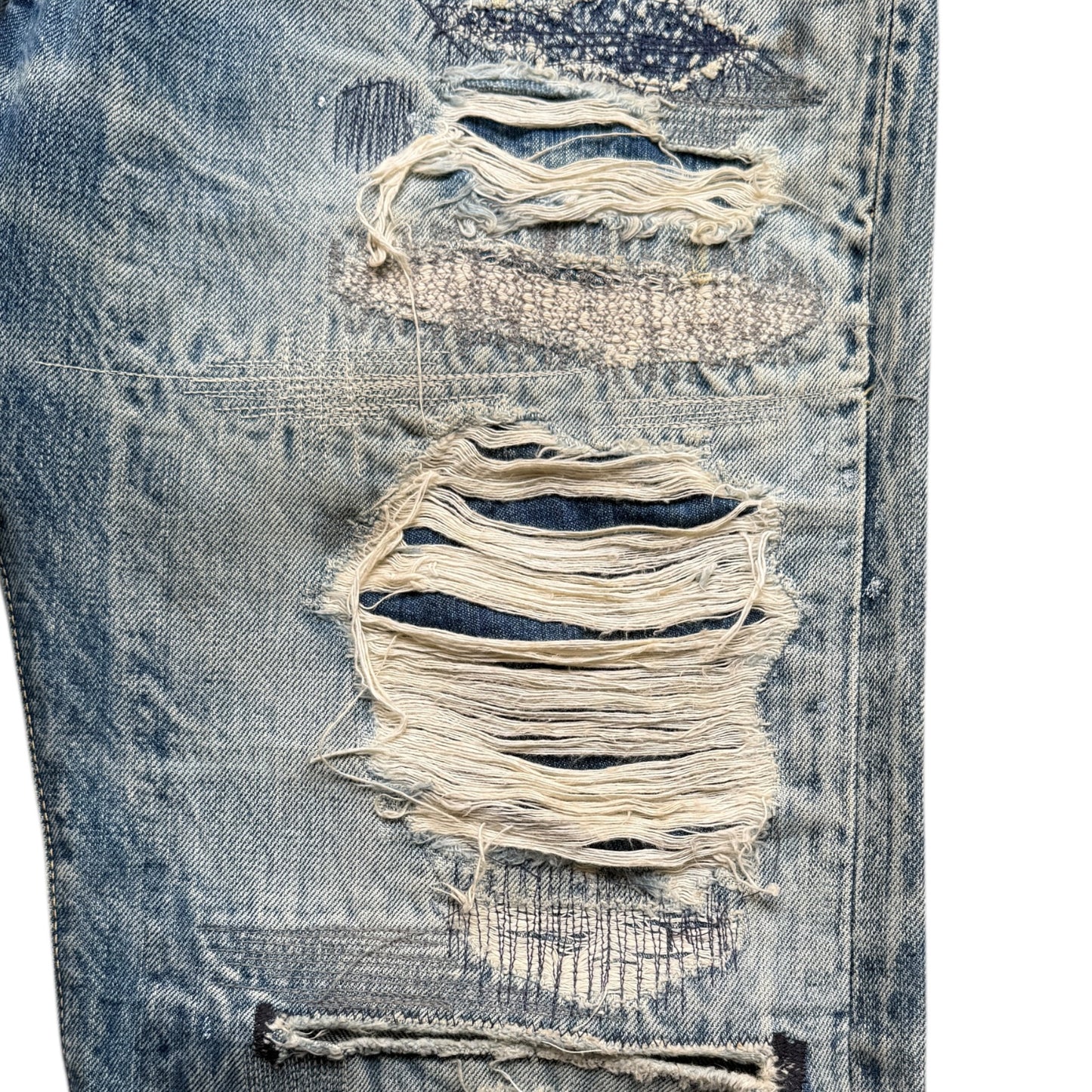 Kapital Washed IDG Super Distressed Selvedge Denim (Reconstructed)
