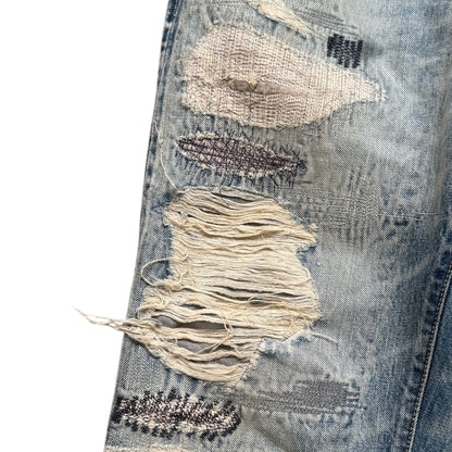 Kapital Washed IDG Super Distressed Selvedge Denim (Reconstructed)