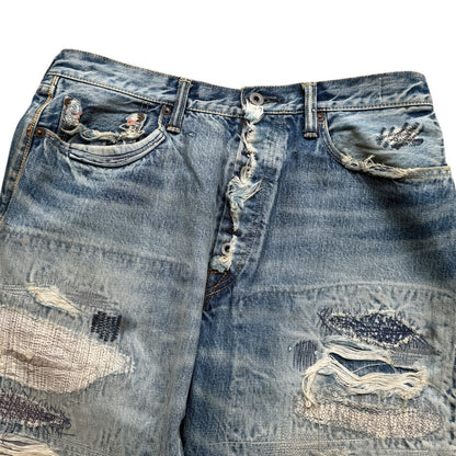 Kapital Washed IDG Super Distressed Selvedge Denim (Reconstructed)