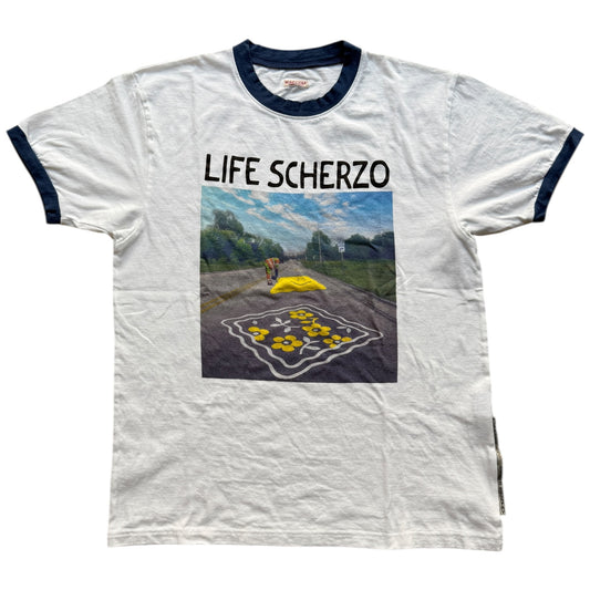 Kapital Tenjiku Ringer T-Shirt (Life Scherzo Road Sign Painter Print)