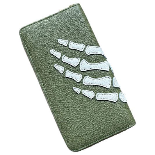 Kapital Thumbs Up Bone Hand Zip Long Wallet