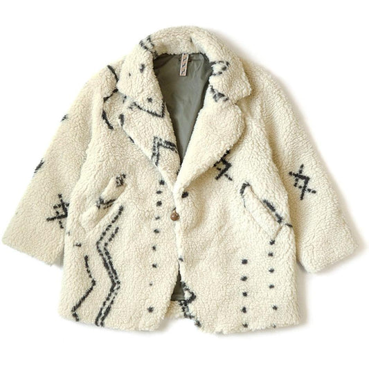 Kapital Beni Ourain Pattern Boa Fleece Pea Coat