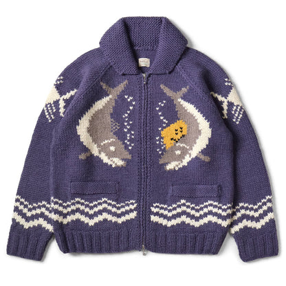 Kapital Cowichan Hand Knit Peckish Rainbowy Trout Zip Cardigan