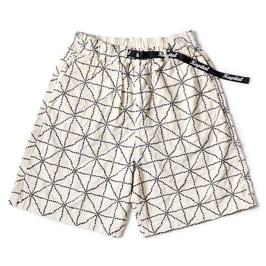 Kapital 8oz Color Denim Folk-Dojo Embroidered Easy Shorts