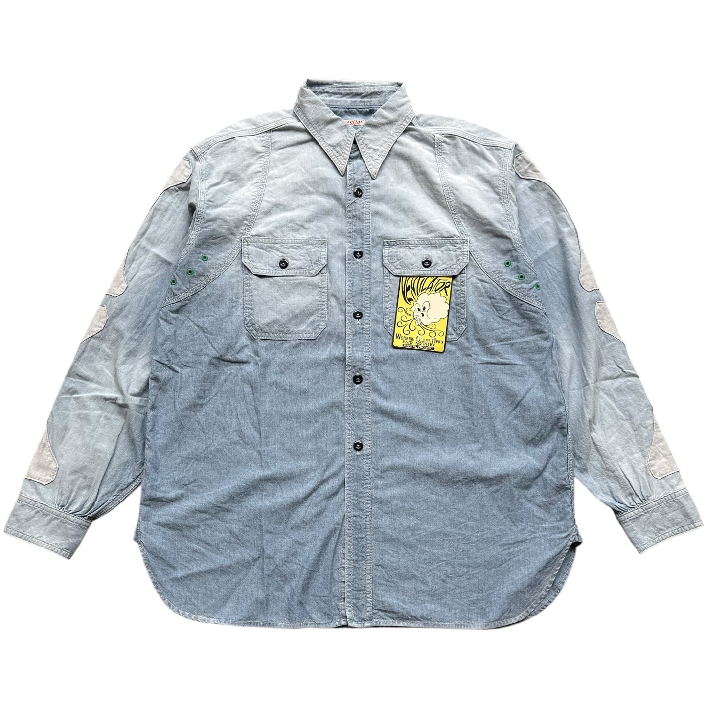 Kapital Chambray 2 Tone Bone Patch Ventilator Work Shirt