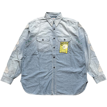 Kapital Chambray 2 Tone Bone Patch Ventilator Work Shirt