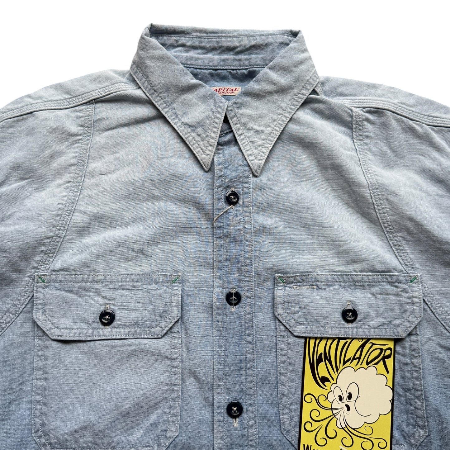 Kapital Chambray 2 Tone Bone Patch Ventilator Work Shirt