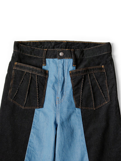 Kapital Corduroy x Denim 2 Tone Gypsy Flare Pants