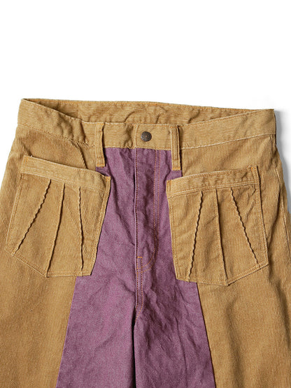 Kapital Corduroy x Denim 2 Tone Gypsy Flare Pants