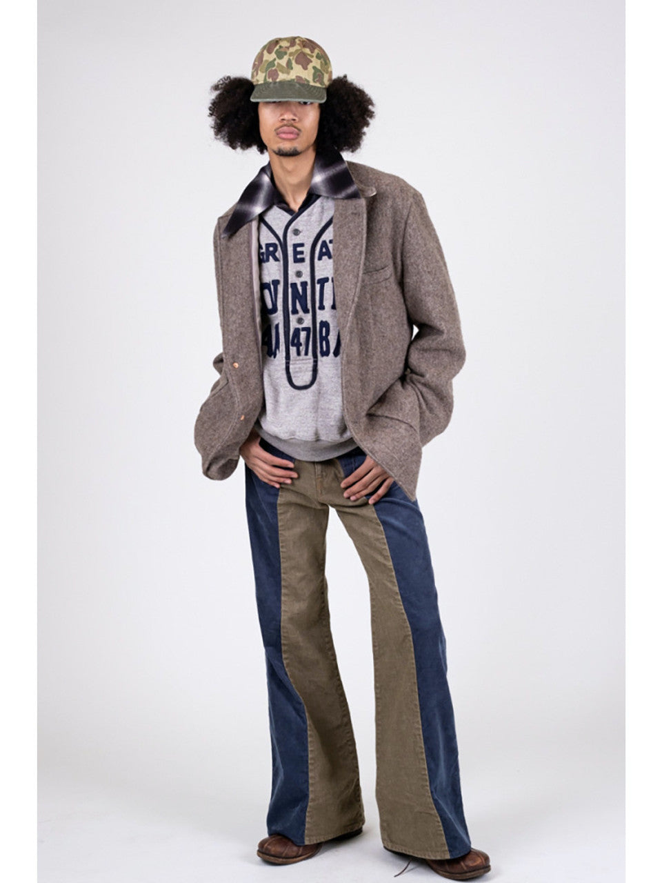 Kapital Corduroy x Denim 2 Tone Gypsy Flare Pants