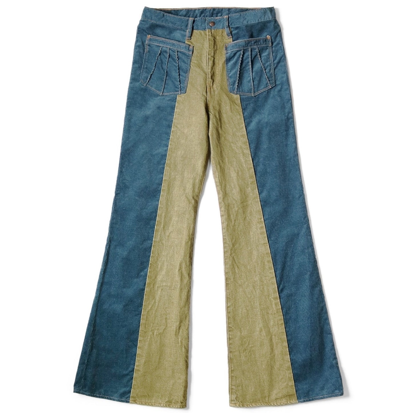 Kapital Corduroy x Denim 2 Tone Gypsy Flare Pants
