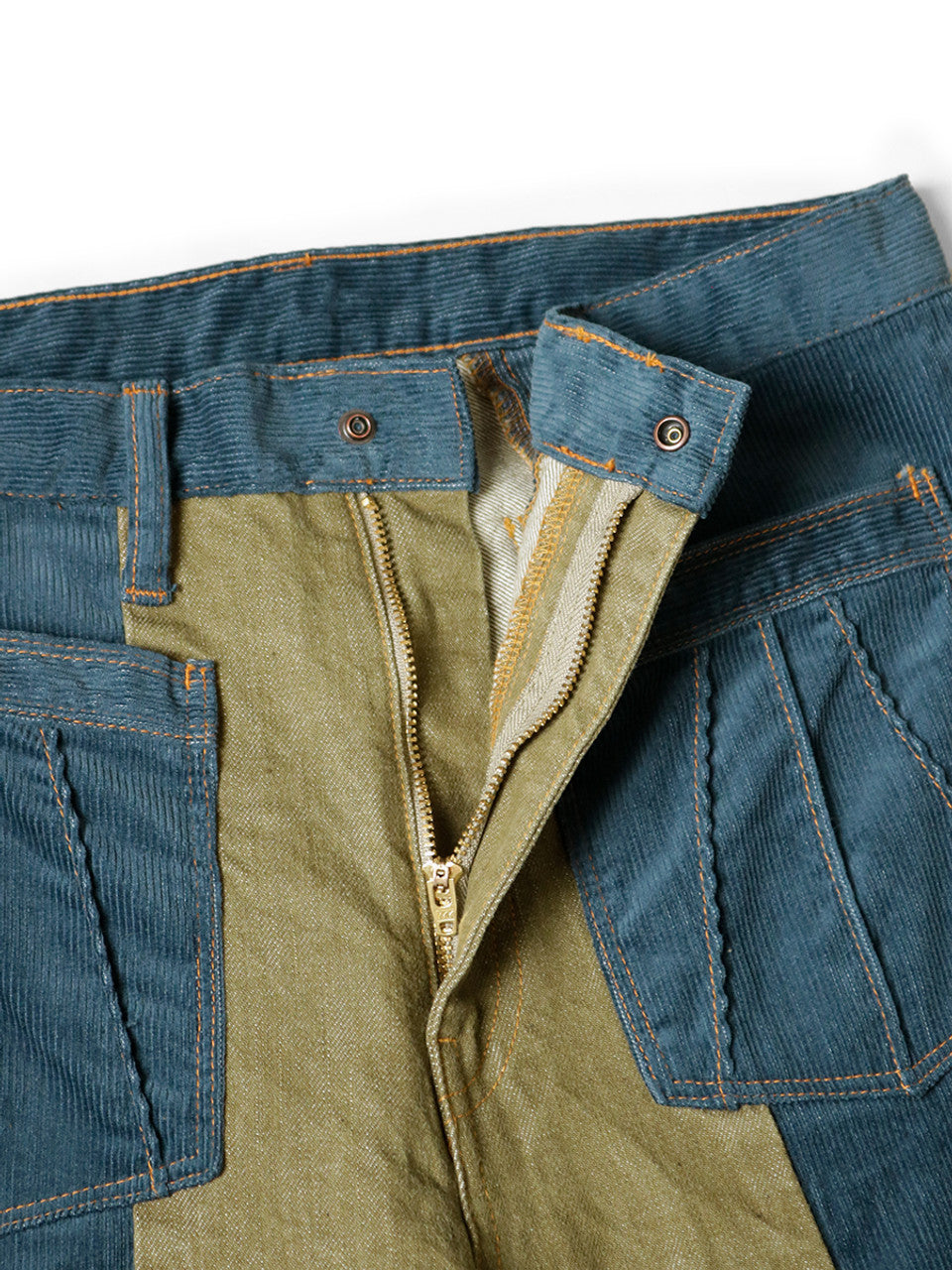 Kapital Corduroy x Denim 2 Tone Gypsy Flare Pants