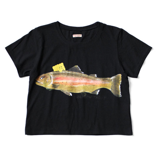 Kapital Jersey Cropped T-Shirt (1 Trout Peckish Rainbowy Print)