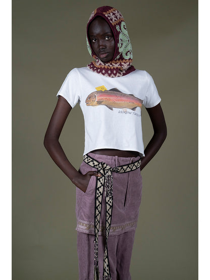 Kapital Jersey Cropped T-Shirt (1 Trout Peckish Rainbowy Print)