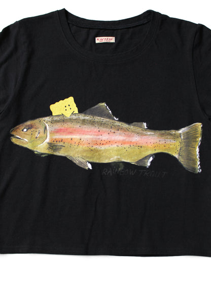 Kapital Jersey Cropped T-Shirt (1 Trout Peckish Rainbowy Print)