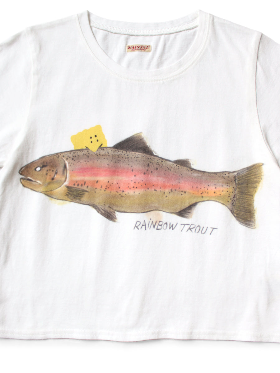 Kapital Jersey Cropped T-Shirt (1 Trout Peckish Rainbowy Print)