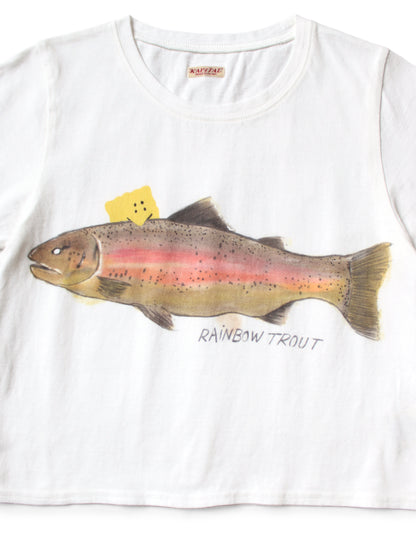 Kapital Jersey Cropped T-Shirt (1 Trout Peckish Rainbowy Print)