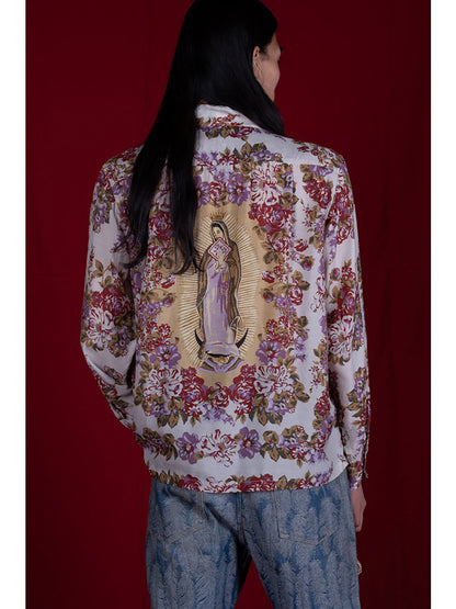 Kapital Silk Rayon Champetre Maria Pattern Drizzler Open Collar Shirt (Long Sleeves)
