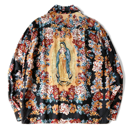 Kapital Silk Rayon Champetre Maria Pattern Drizzler Open Collar Shirt (Long Sleeves)