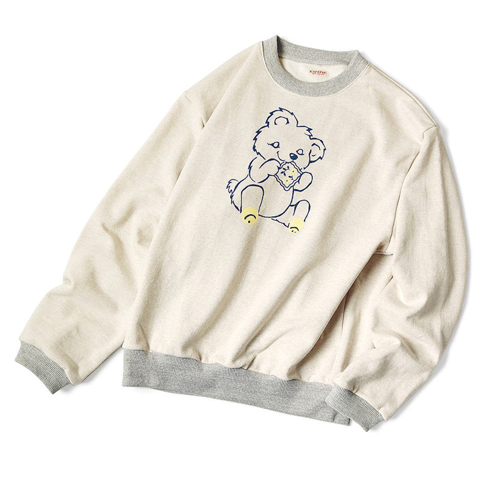 Kapital Top Fleece Crewneck Sweatshirt (Peckish Little Bear Print)