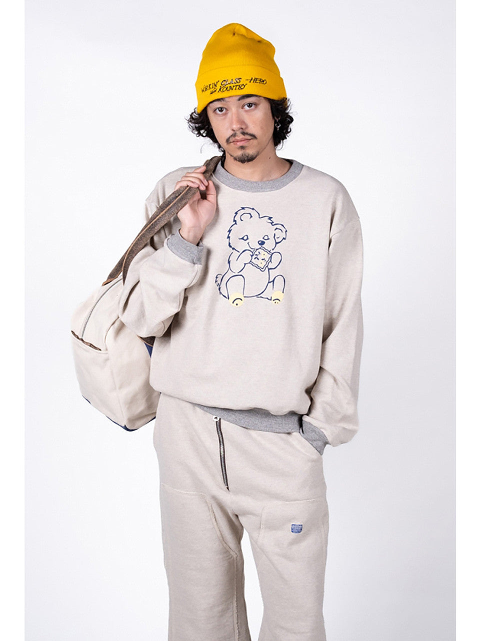 Kapital Top Fleece Crewneck Sweatshirt (Peckish Little Bear Print)
