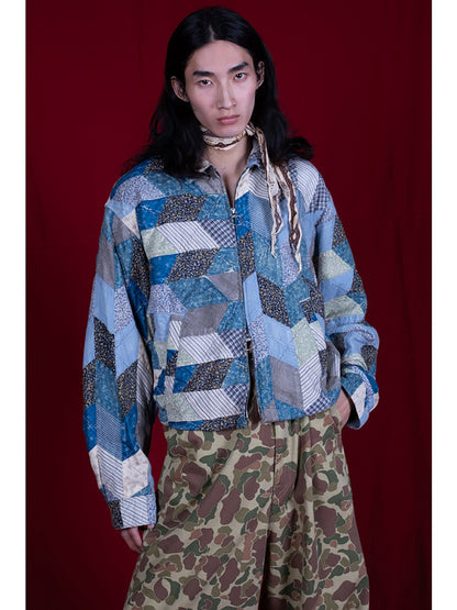Kapital Yabane Cropped Quilted Patchwork Cotton and Linen-Blend Jacket