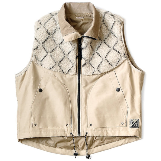 Kapital 60/40 Cross x Road Sashiko Fleece Hutte Vest