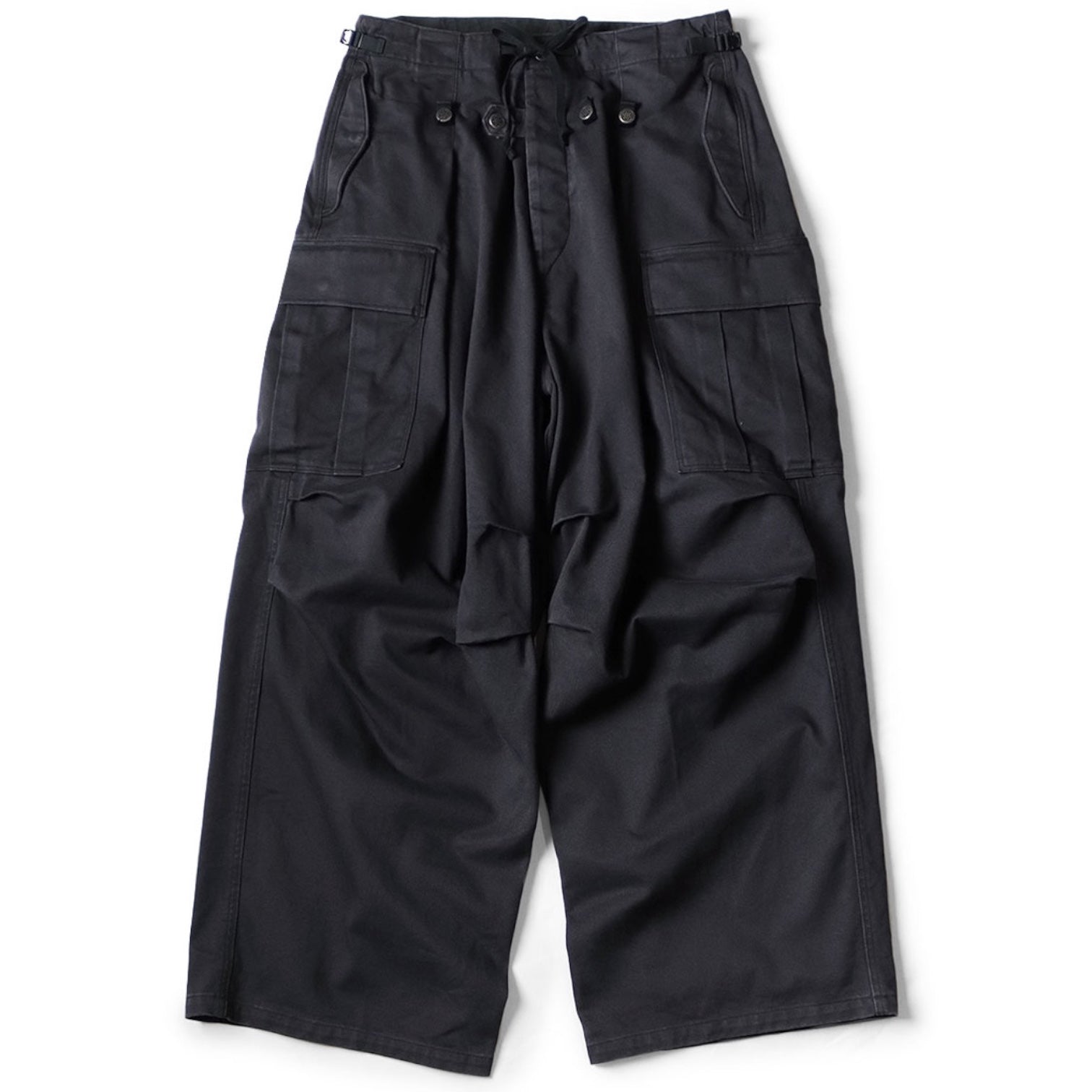 CHERRY LOS ANGELES Wide-Leg Pleated Herringbone Cotton