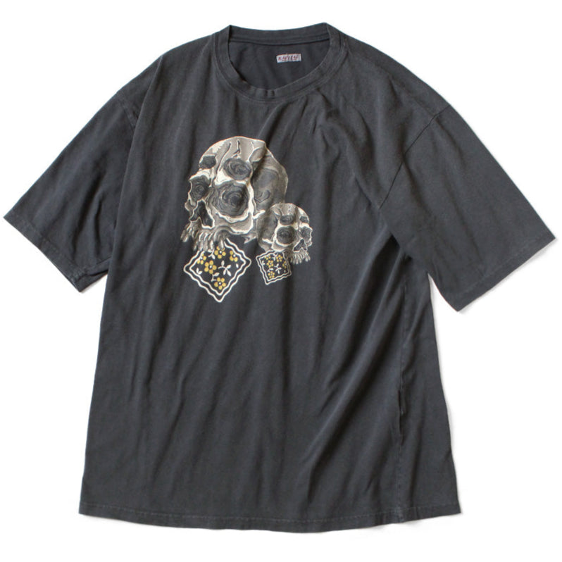Kapital Jersey Crew T-Shirt (Peckish Rain Skull Print)