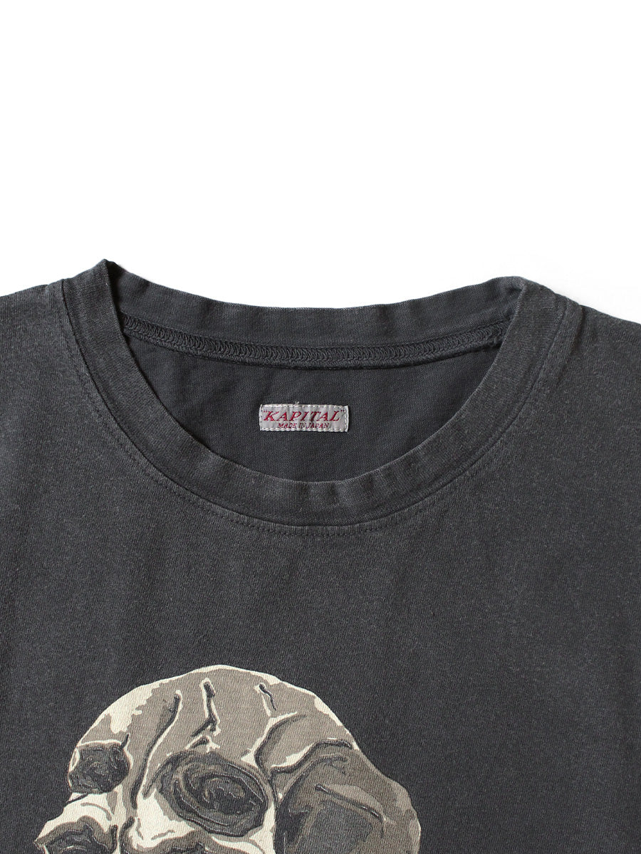 Kapital Jersey Crew T-Shirt (Peckish Rain Skull Print)