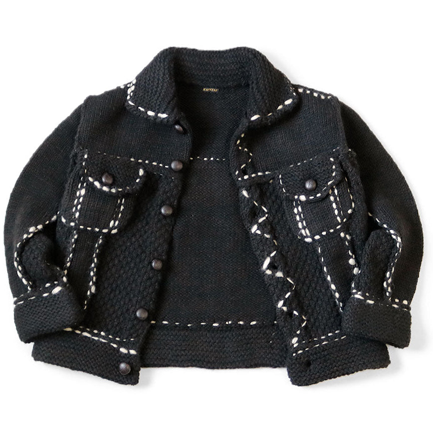 Kapital Cowichan Wool Hand Knit Denim Jacket
