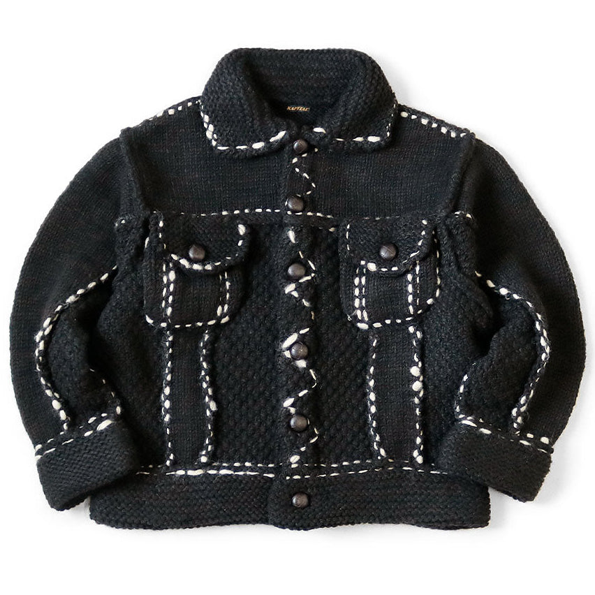 Kapital Cowichan Wool Hand Knit Denim Jacket