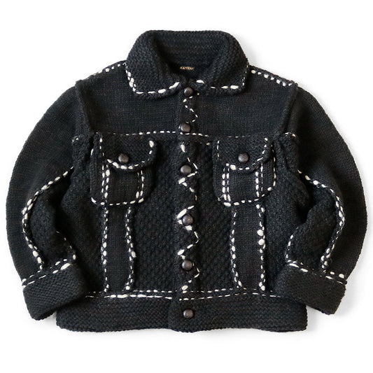 Kapital Cowichan Wool Hand Knit Denim Jacket