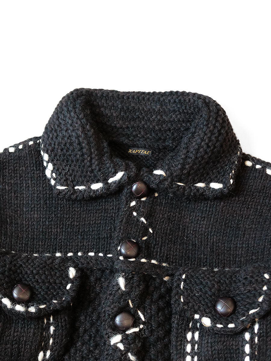 Kapital Cowichan Wool Hand Knit Denim Jacket