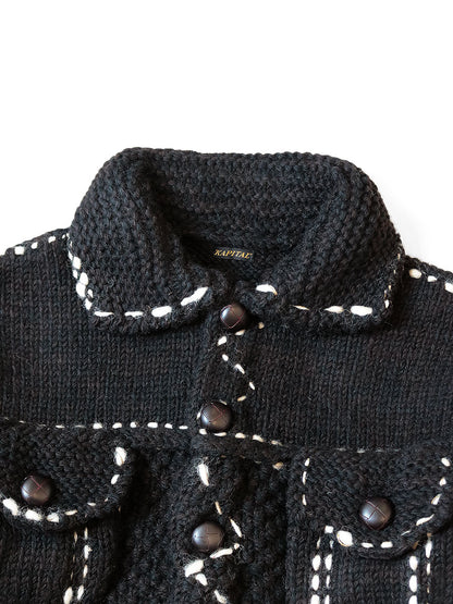 Kapital Cowichan Wool Hand Knit Denim Jacket