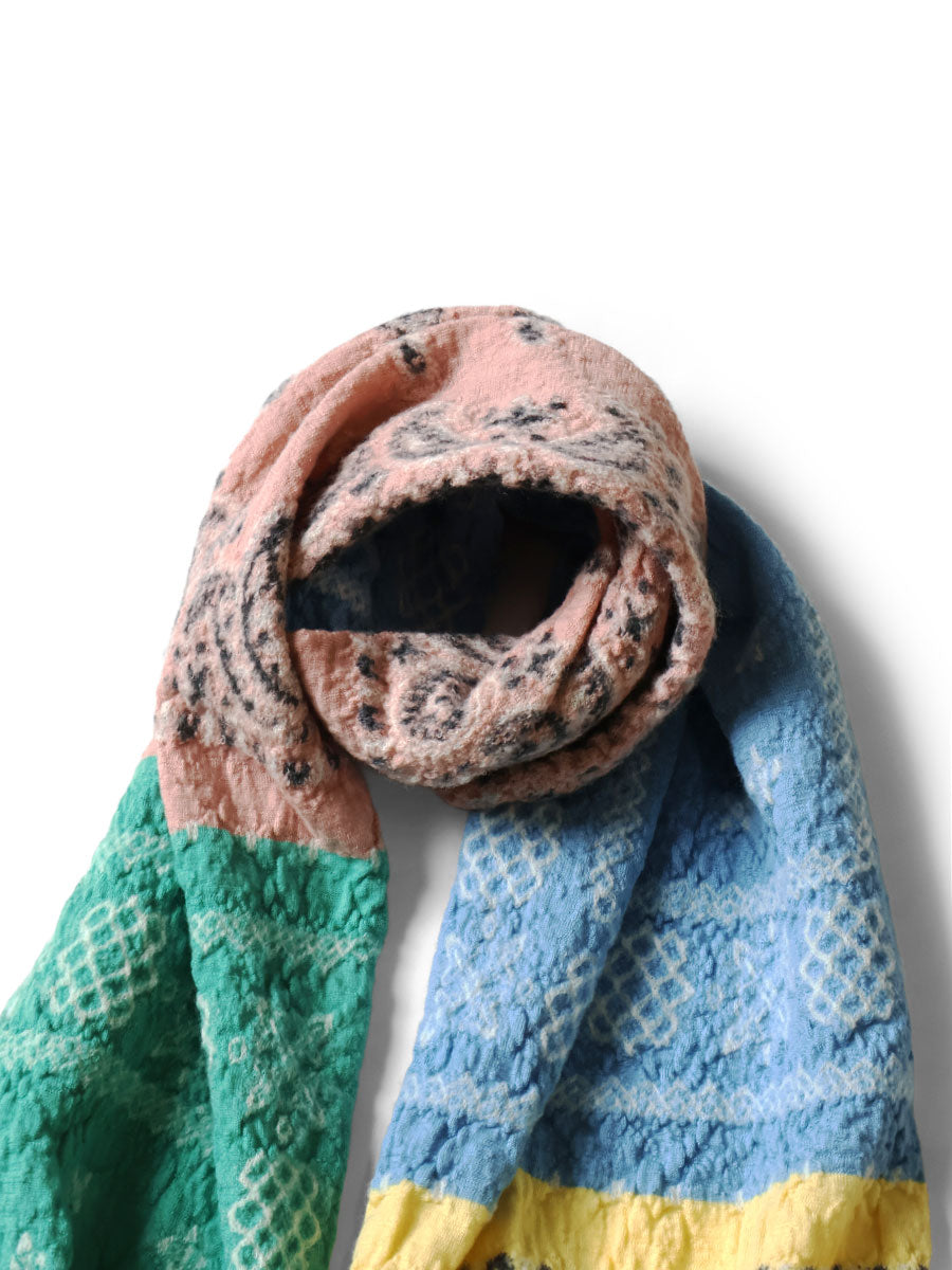 Kapital Felted Wool Pastel Bandana Cross Happy Scarf