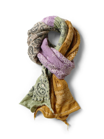 Kapital Felted Wool Pastel Bandana Cross Happy Scarf