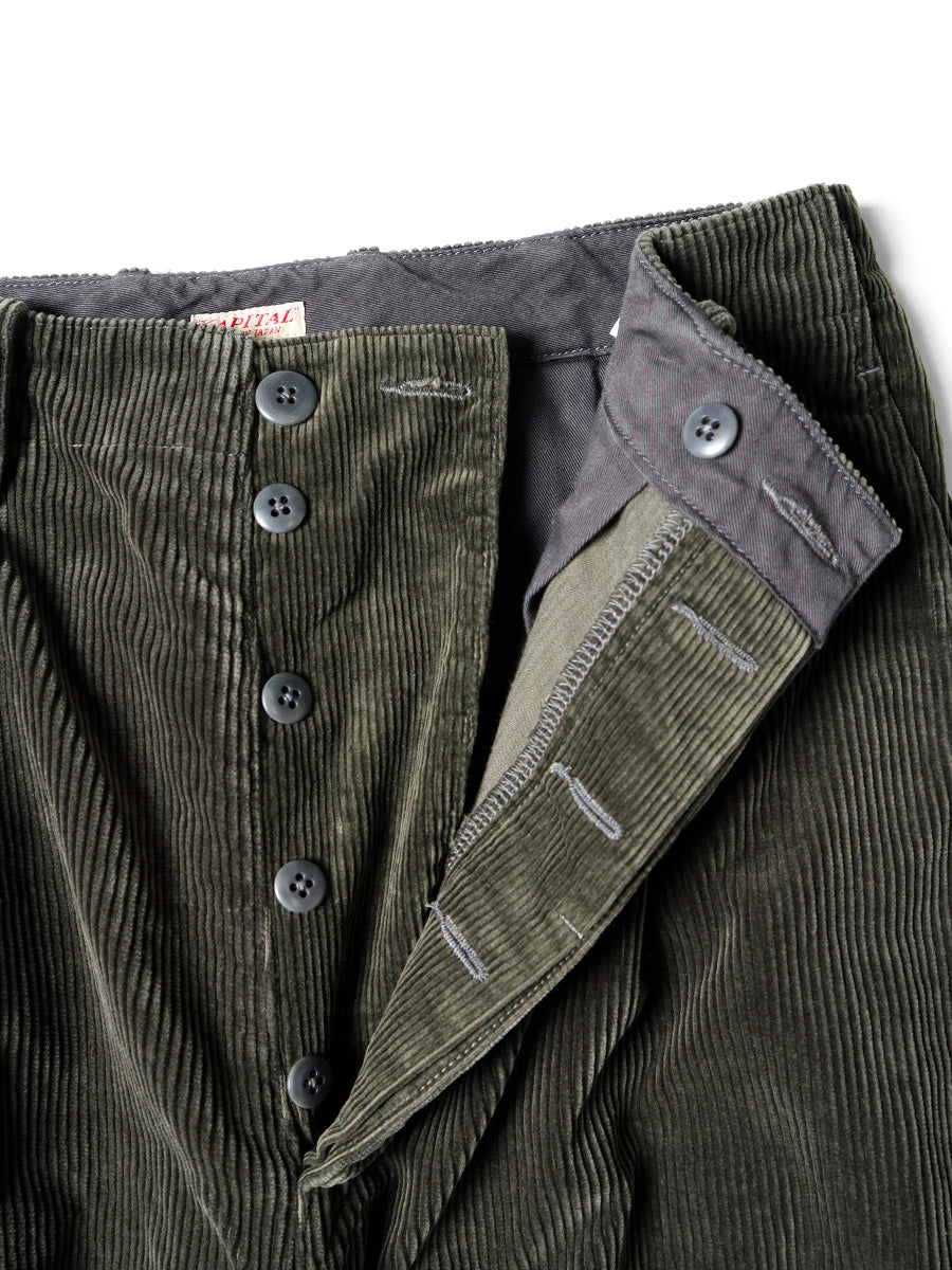 Kapital 7-Wale Corduroy High Waisted Nime Pants