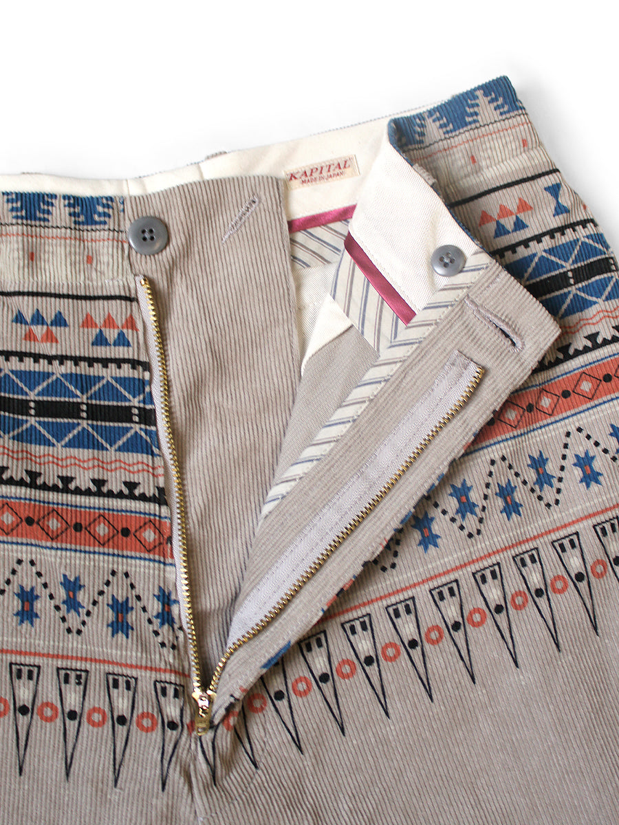 Kapital 14Wale Corduroy Tapered Pants (Town Craft Tribe Pattern)