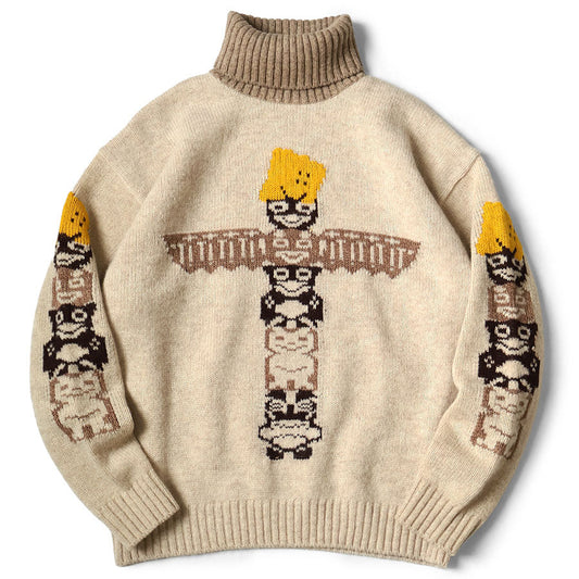 Kapital 5G Wool Peckish Totem Pole High Neck Sweater
