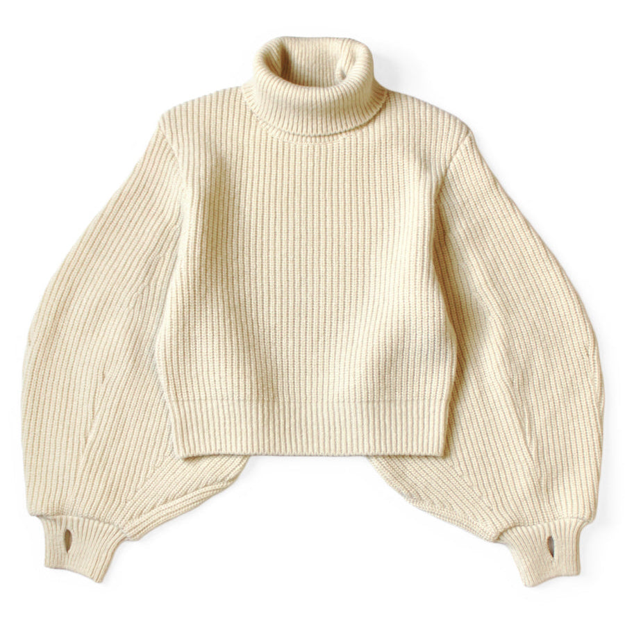 Kapital 5G Wool Rib Knit Belted Sleeve Sweater