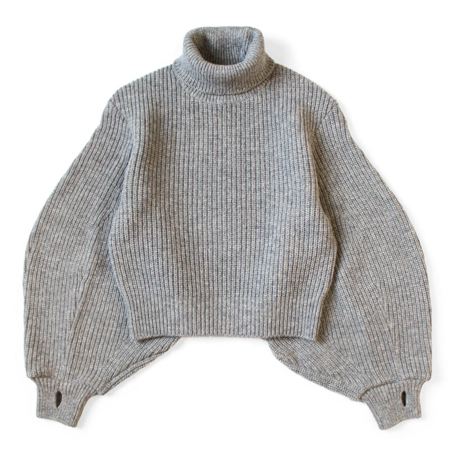 Kapital 5G Wool Rib Knit Belted Sleeve Sweater