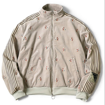 Kapital 11-Wale Stretch Corduroy Duck Embroidery Track Jacket Banner Stripe