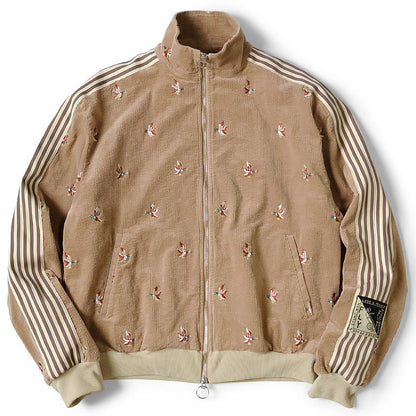 Kapital 11-Wale Stretch Corduroy Duck Embroidery Track Jacket Banner Stripe