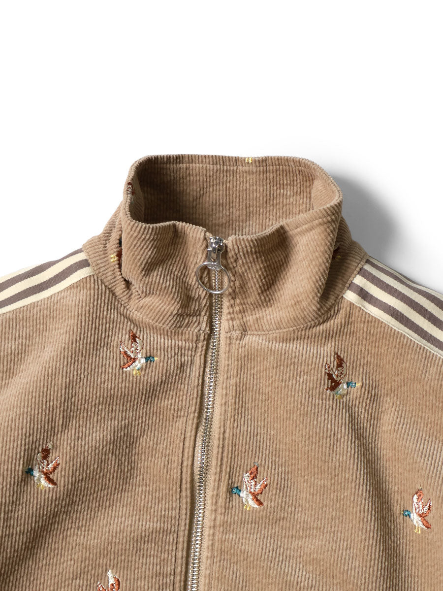 Kapital 11-Wale Stretch Corduroy Duck Embroidery Track Jacket Banner Stripe