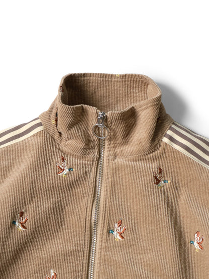 Kapital 11-Wale Stretch Corduroy Duck Embroidery Track Jacket Banner Stripe