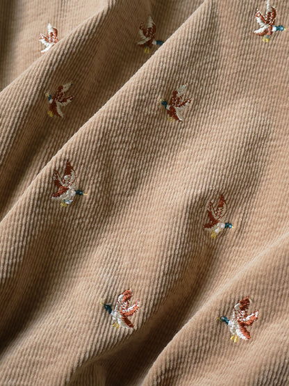 Kapital 11-Wale Stretch Corduroy Duck Embroidery Track Jacket Banner Stripe