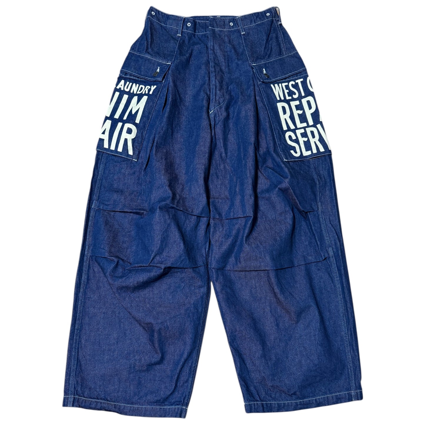 Kapital 11.5oz Denim Jumbo Monkey Pants (Factory Repaired & Embroidered)